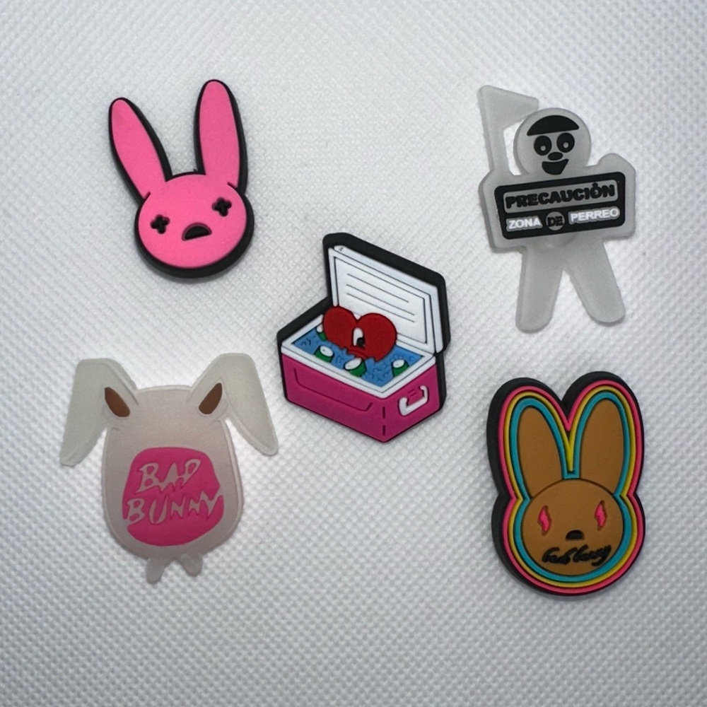 Bad Bunny–Inspired Shoe Charms – Music Theme – Set #1- 5 Piece– New Without Tags